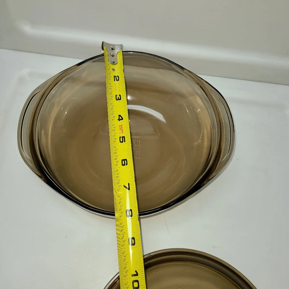 Pyrex Glass Amber 1.5 Qt L Baking Dish with Lid  023 N Round - Picture 4 of 8